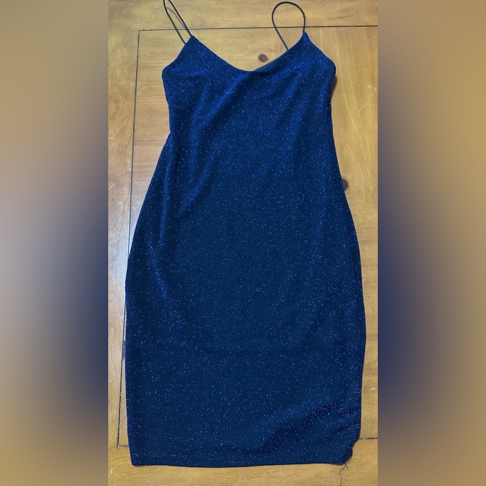 Mind Code Elegant Blue Glitter Dress